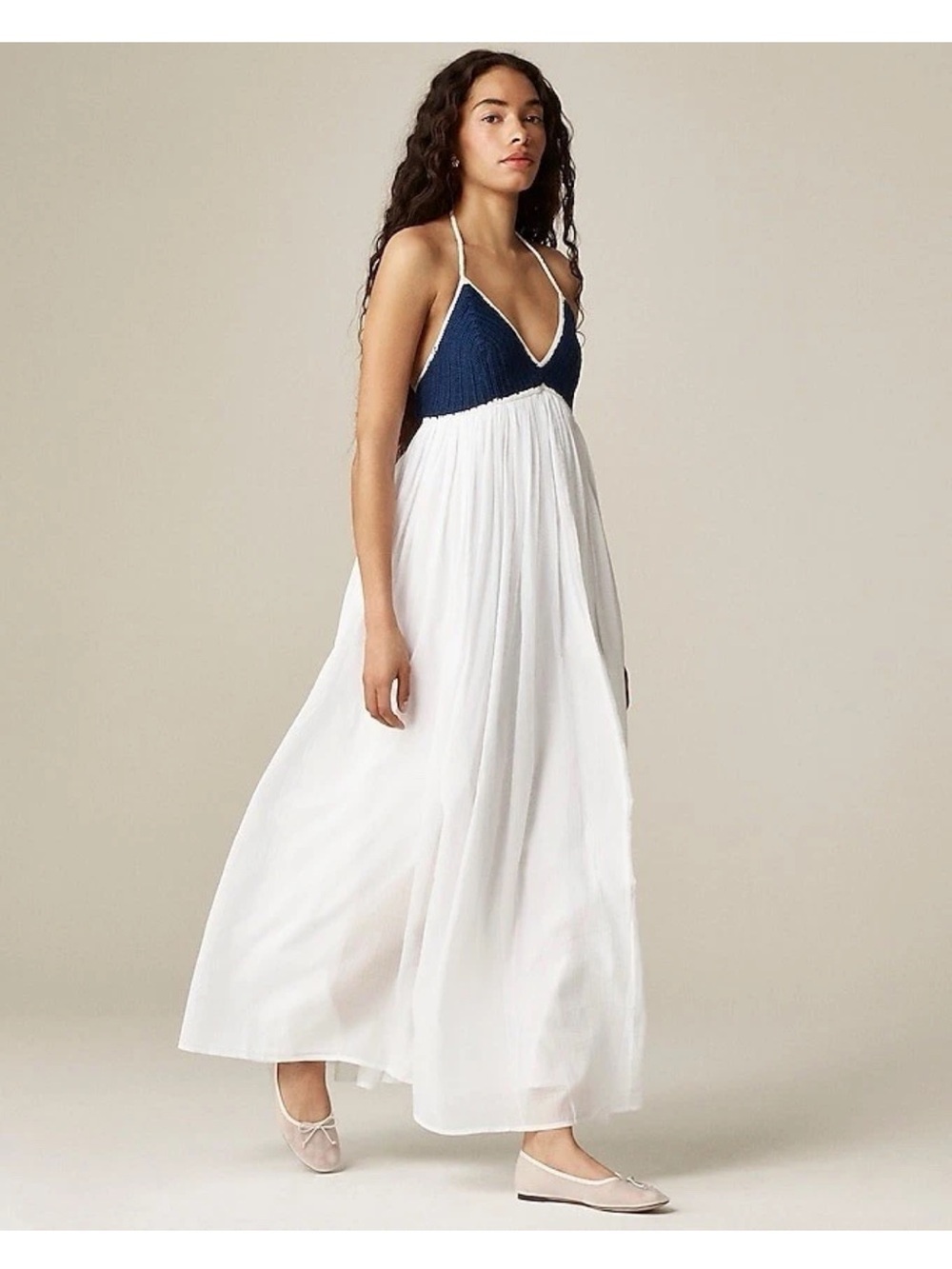 J. Crew Womens Crochet Top Sumer Maxi Dress Halter Neck Size XS